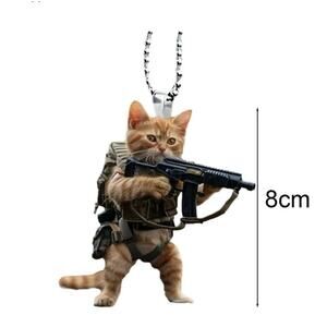 Tactical Cat Keychain – Military-Style Acrylic Cat Pendant, 8 cm